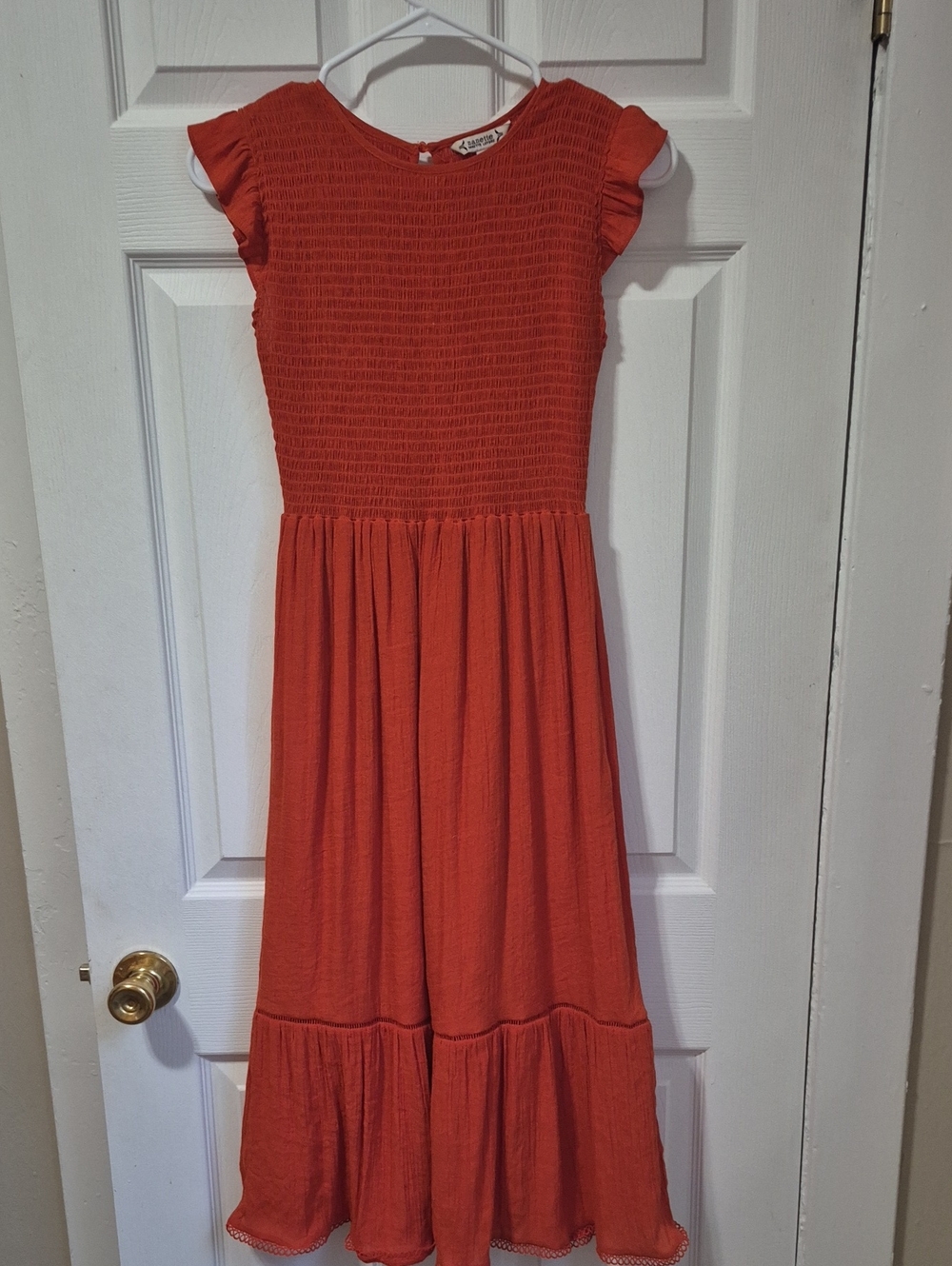 Nanette Lepore Smocked A-line Midi Dress Size 2 Fall Orange